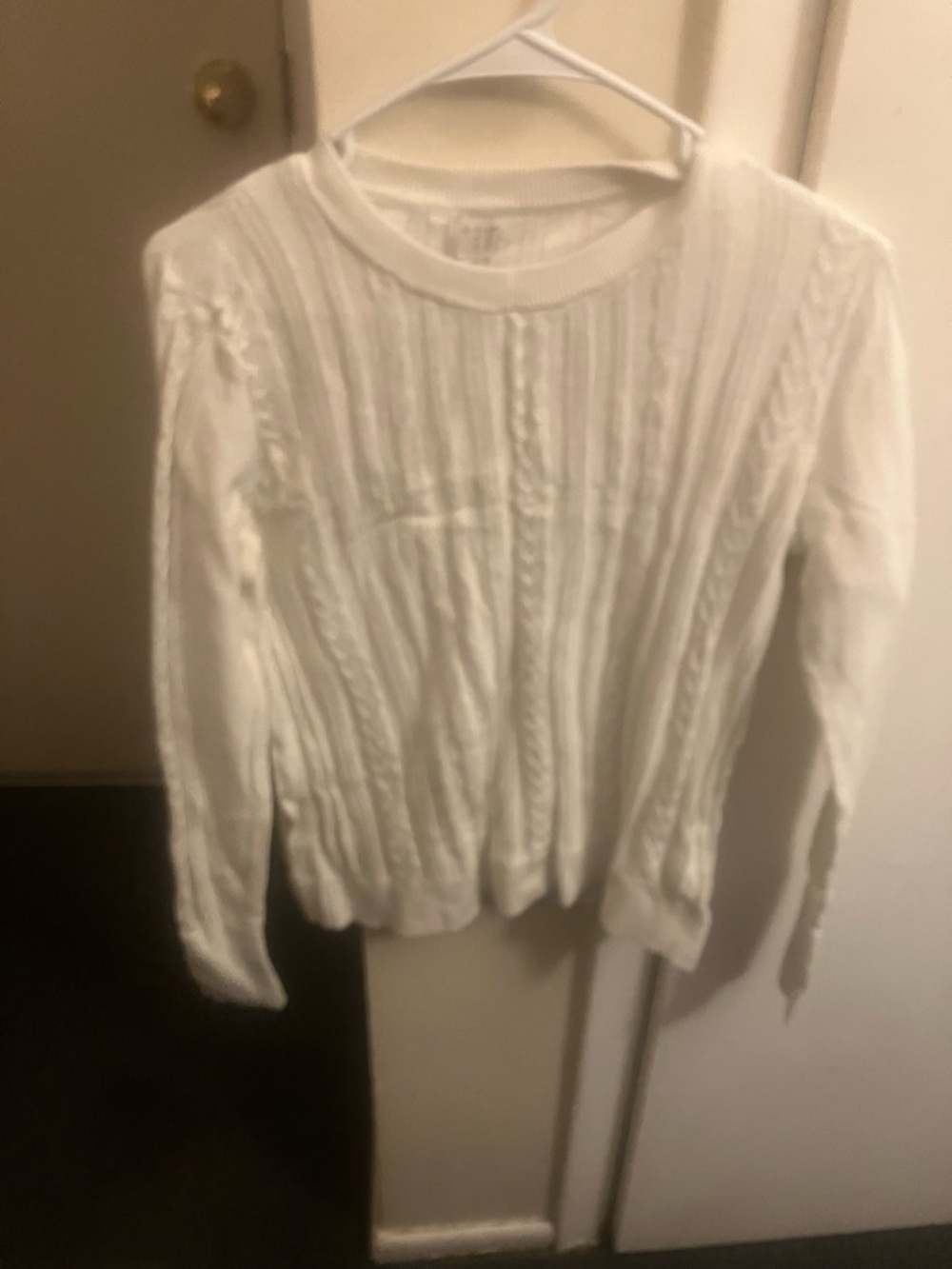 White Cable Knit Long Sleeve Sweater
